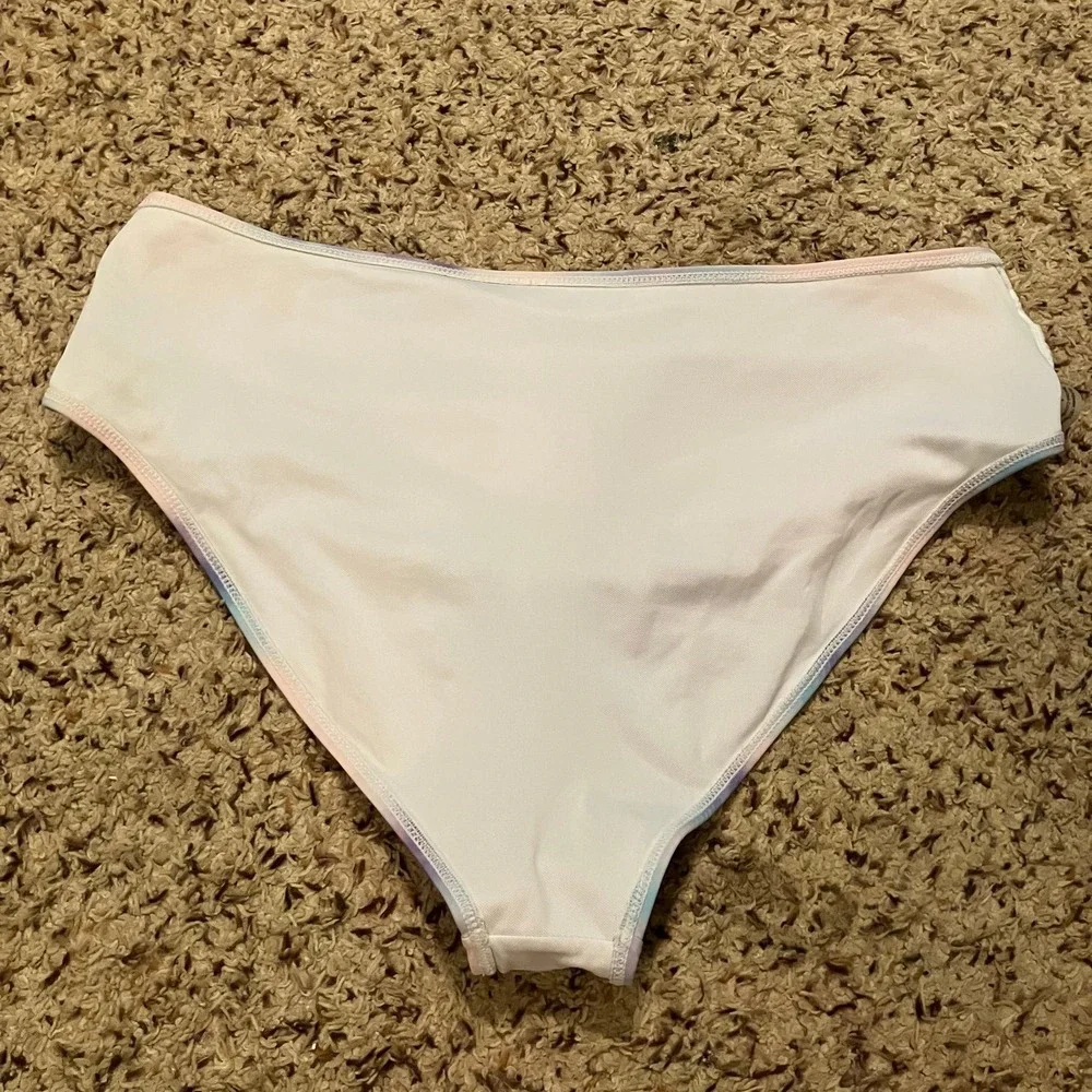 Tie Dye Pink Blue Purple‎ Roushed Bikini Swimsuit Bottoms Women's 2XL